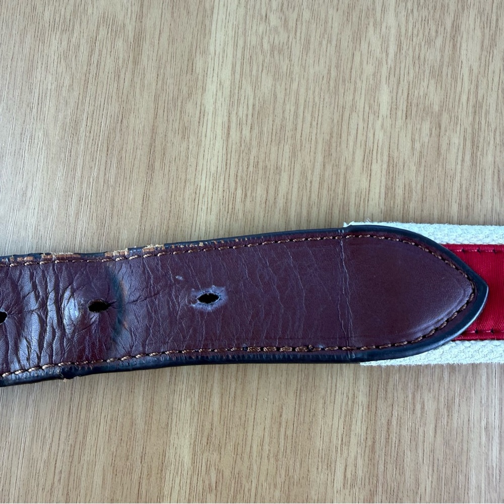 Southern Tide The Skipjack Leather Canvas Fish Logo Red Belt Men’s size 38 - Picture 11 of 15